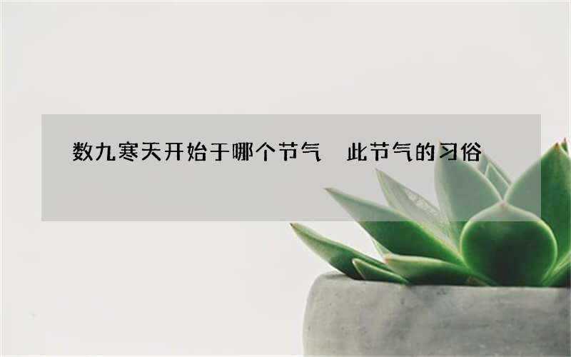数九寒天开始于哪个节气 此节气的习俗